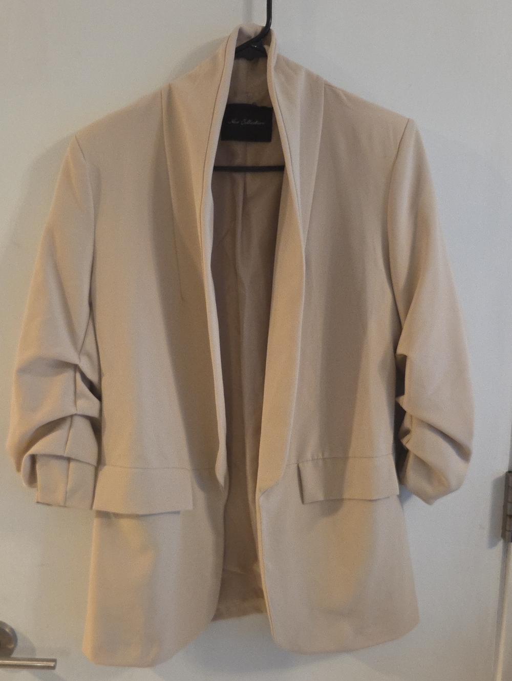 Italian Beige Women's Open Front Blazer Jacket